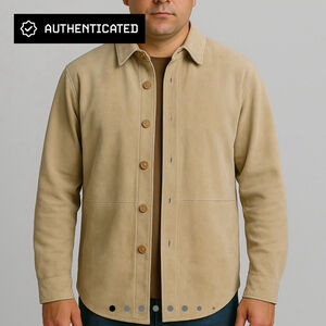 Vintage Unisex Bagatelle Tan Leather Shirt Jacket AUTHENTICATED BY GRAILED - M